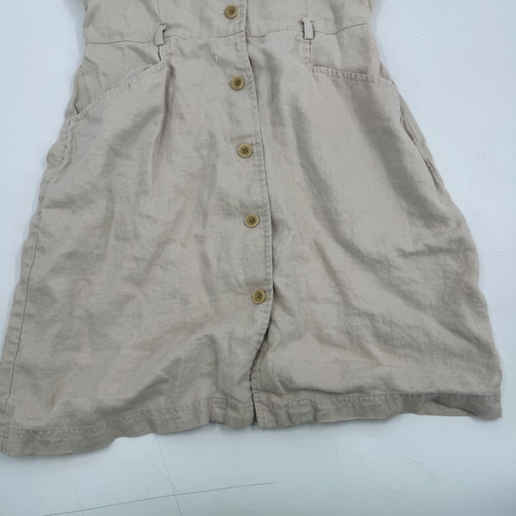 Eddie Bauer Womens Petite Button Up Utility Dress Linen Blend Tan Size Small - Picture 6 of 12